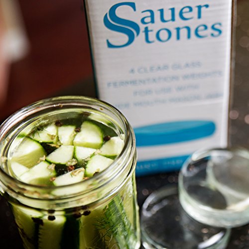 Sauer Stones - Large Glass Fermentation Weights for Mason Jar Fermentation, Preservation and Pickling - Fits ANY WIDE MOUTH MASON JAR - 8 Pack