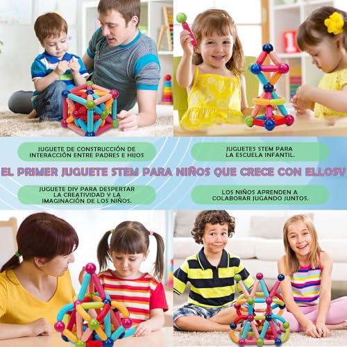 Juguetes Magnéticos,74 PCS Juguetes Magnética Construcción con Bolas y Varillas Magnéticas Bloques Magnéticos Juguetes Construccion 3D,Juego de Apilamiento para Niños y Niñas,Regalos de Pascua