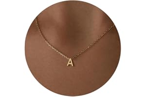 Fwlisesa Initial Necklaces for Women, 14k Gold Plated Dainty Gold Letter Necklace Tiny Initial Pendant Necklace Cute Letter Name Choker Necklaces for Women Simple Gold Jewelry for Women Gifts