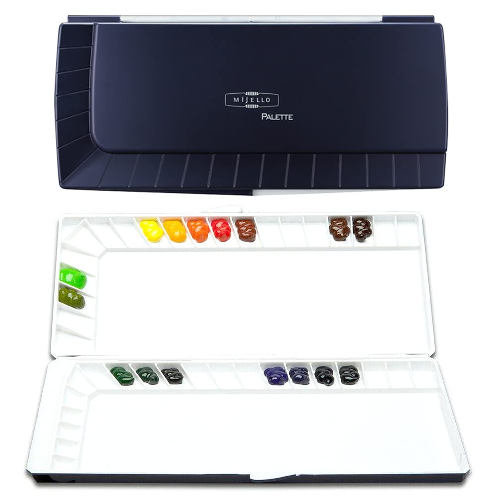 Mijello Nano Silver 40 Watercolor Stain Resistant Palette, 390x165x35mm, Modern, Rubber, Silver