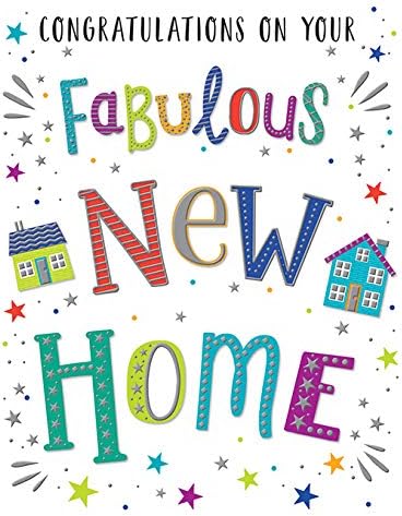 Piccadilly Greetings Modern Congratulations New Home Card - 8 x 6 inches - Regal Publishing, Grey