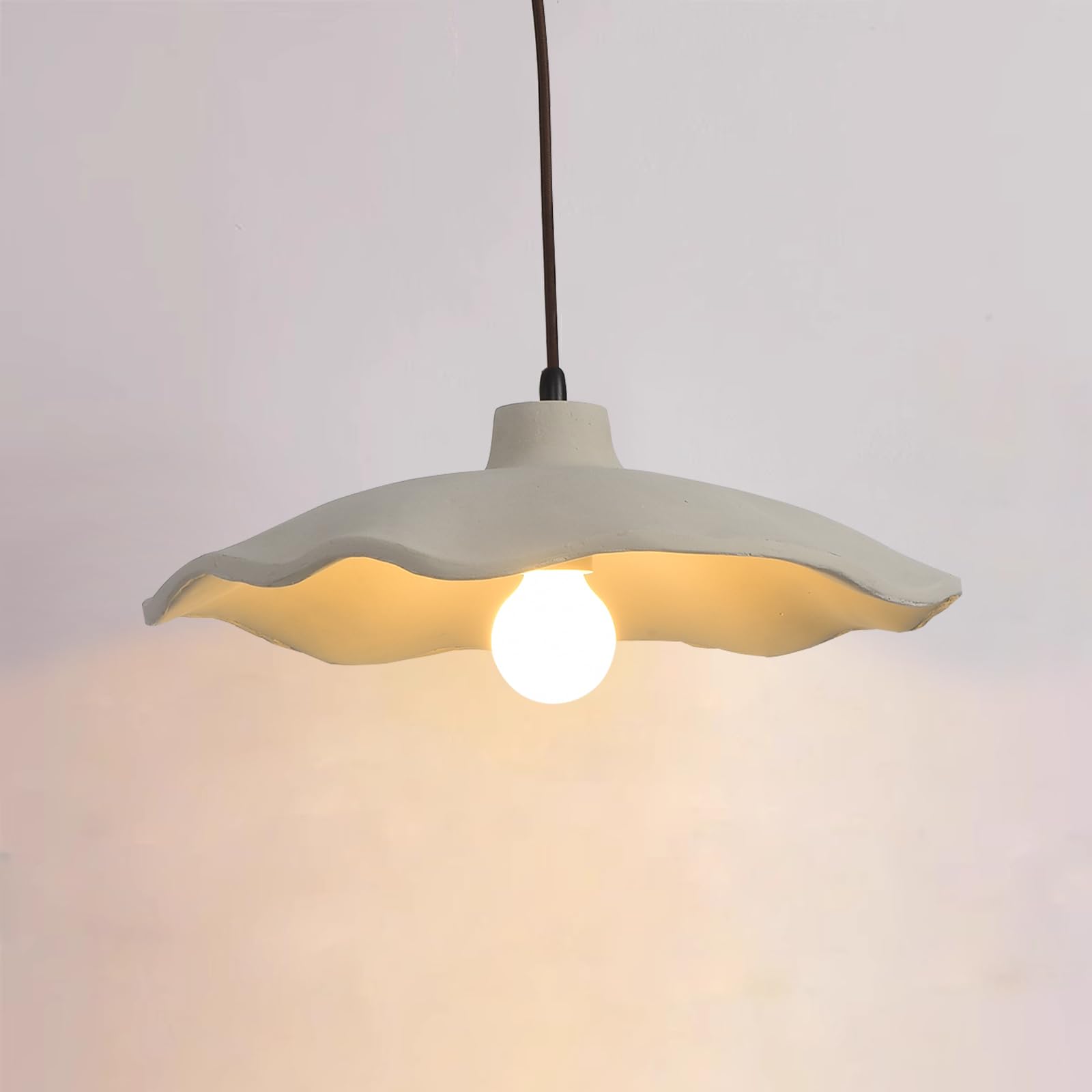 Photo 1 of XQ-Gforward Concrete Lotus Flower Pendant Light Fixture Grey Cement Ceiling Hanging Lights Bedroom Chandelier Lamps Kitchen Island (Size:Diameter 25cm)