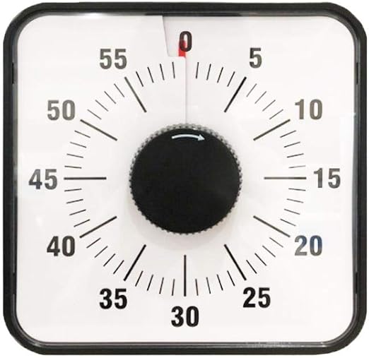 Minuteur Visuel Mécanique 60 Minutes 19,1 Cm - Horloge Compte à Rebours Pour Classe, Bureau Et Enfants