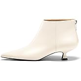 Coutgo Womens Kitten Low Heel Booties Pointed Toe Short Ankle Boots Back Zipper Fall Shoes
