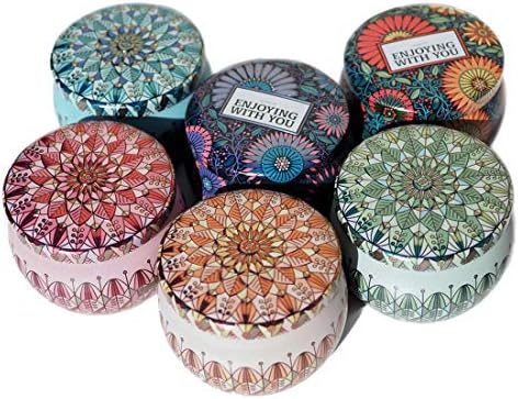 Leiqin DIY Candle Making Kit, Travel Candle Tin Storage Case Containers Metal Jar for Soy Wax Candle, Art Collectibles Case with Lid-6PCS