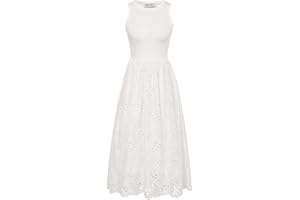 GRACE KARIN Women's Summer Sleeveless Tank Dress A Line Midi Dress Cotton Crewneck Casual Holiday Dress with Pockets