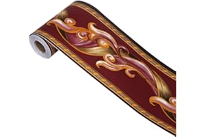 Yija PVC Self Adhesive Vintage Wallpaper Border Roll Wall Covering Border Bathrooms Kitchen Tiles Decor 4 inch X 29.5 feet (B3204)