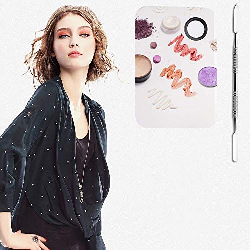 Professional Pro Stainless Steel Makeup Palette Cosmetic Palette with Spatula Tool Makeup Art Tool For Nail Art Eye Shadow Eyelash Makeup Professional Pigment Blending（6''x4'' Sliver） - Thumbnail 6
