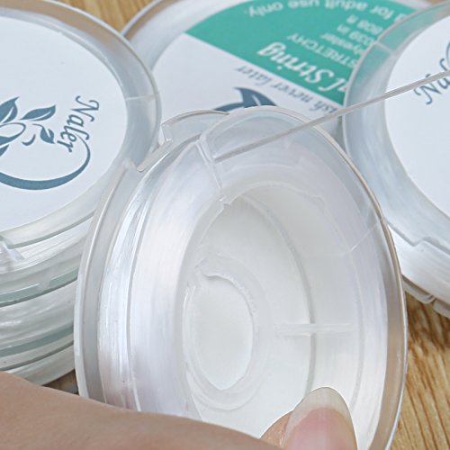 Naler 1mm Stretch Jewelry Cord Elastic Crystal String Cord 10 Meters with 1pc Collapsible Eye Needle for Jewelry Making, set of 6 - Clear White - Thumbnail 5