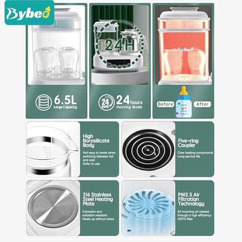 4-In-1 Multifunctional Baby Bottle Sterilizer,Dryer,Warmer And Steamer,72H Keep Warm With Smart Temperature Control,Auto Shut-Off,Baby Bottle Sanitizer Universal Fit for Baby Items (Steam)