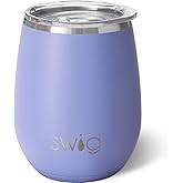 Swig Life 14oz Stemless Wine Cup, Insulated Wine Tumbler with Lid, Stainless Steel Travel Tumbler (Hydrangea)
