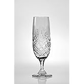 Barski Toasting Flute - Champagne - Flutes - Set of 6 Flute Glasses - Cut Crystal - Wedding Toasting Flute Glasses For Bride and Groom - Each Glass is 6 oz - Made in Europe