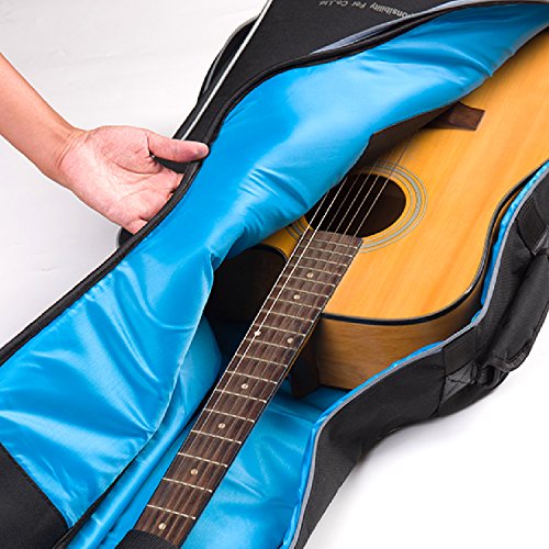 Aliyes Acoustic Class Guitar Gig Bag Full Size Metal Zippers Carrying Bag 41" Water-Resistant Oxford Fabric 8mm Thick Sponge Padded Adjustable Strap Black - Thumbnail 7