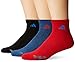 adidas Men's Cushioned Quarter Socks (3 Pack), Ray Red/Ray Blue/Grey Marl/Black, Large fits shoe size 6-12