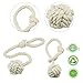 Nanami Chic 2 Pieces Fine Hand Tied Curtain Clip, Buckle Holdback Fabric Drapery Tassels Curtain Tiebacks/Tassel Window Cotton Rope Tie Ball Back Accessories (Beige)