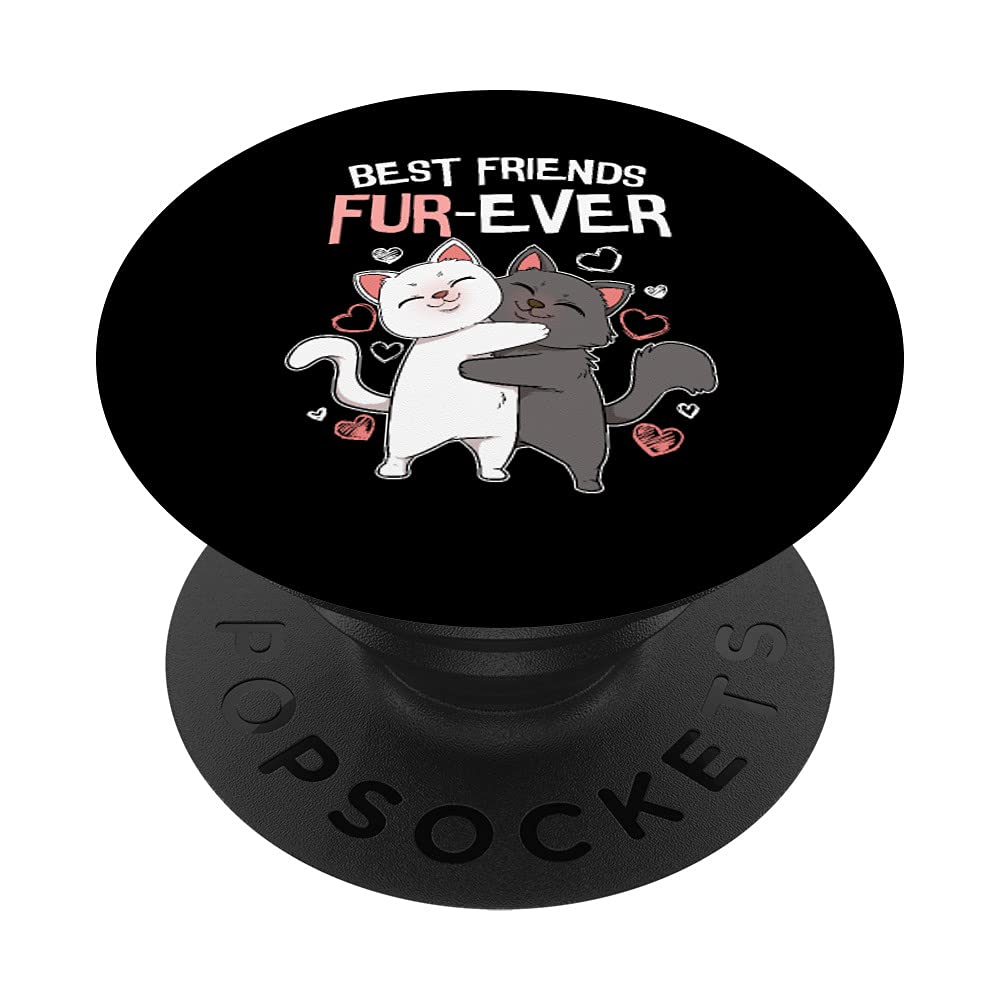 Funny Best Friends Fur Ever Cat Lovers Kitten Buddies Paw PopSockets Swappable PopGrip