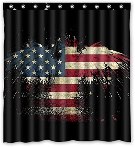 KXMDXA Custom Waterproof Fabric Bathroom Shower Curtain with Rings Abstract Bald Eagle American Flag the U.S Flag Stars and Stripe Flag Print Design 66 x 72 Inches