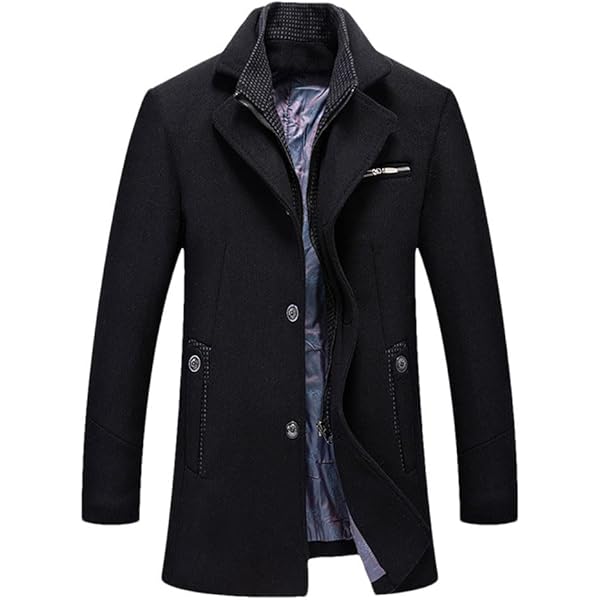 INVACHI Men's Wool Blend Coat Warm Winter Trench Coat with