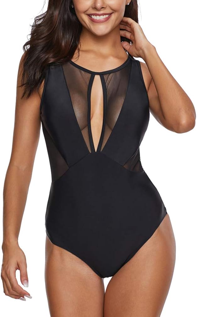 high neck ruched swimsuit