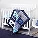 Nautica Kids Set Sail Nautical/Whale/Anchor Super Soft Double Sided Baby Blanket, Navy, Aqua, White