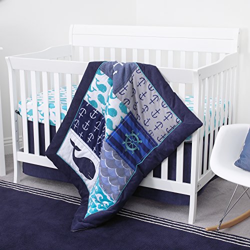 Nautica Kids Set Sail Nautical/Anchor 100 Cotton Fitted Crib Sheet