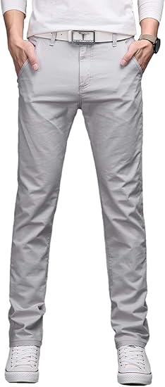 Amazon Innobase ロングパンツ スリム パンツ メンズ カラーパンツ チノパン ストレート スキニー ズボン ボトムズ 定番 カジュアル 美脚 細身 大きいサイズ 綿パン カツラギ 春秋 36 ライトグレー ロングパンツ 通販