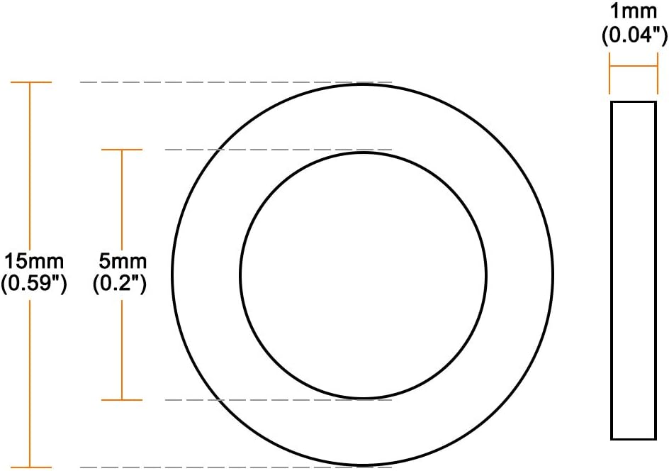 sourcing map Nylon Flat Washers 15mm OD 5mm ID 1mm Thickness for Faucet Pipe Water Hose Pack of 50, Black, M5x15mmx1mm - Image 3