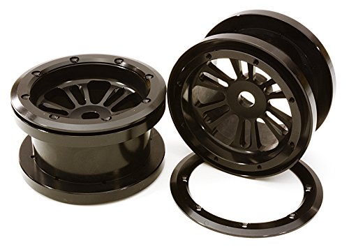 Integy RC Model Hop-ups OBM-23040BLACK CNC Machined Alloy D6 Spoke Beadlock 2.2 Wheels(2) Axial Ridgecrest & Wraith
