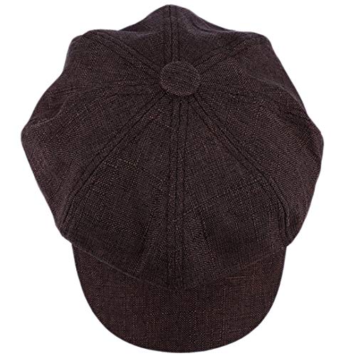 lehao Retro Newsboy Hat Octagonal Cap Autumn Winter Unique Theatrical Painter Cap Beret Tide for Women,Brown