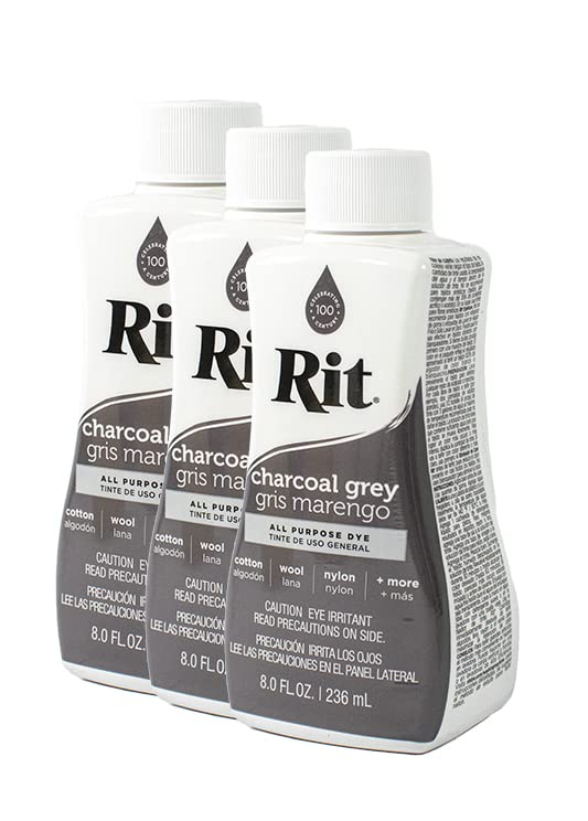 Rit Dye Liquid 236ml Charcoal Grey Pack of 3