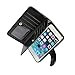xhorizon TM Premium Leather Folio Case [Wallet Function] [Magnetic Detachable] Fashion Wristlet Lanyard Hand Strap Purse for iPhone 6/6s Plus (5.5'')- Black