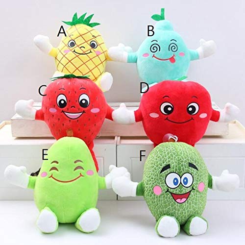 25cm (9.8 inch) - New Fruits and Vegetables Toys Fruits Vegetables Apple Watermelon Corn Eggplant Pineapple Soft Plush Doll Toys (F)
