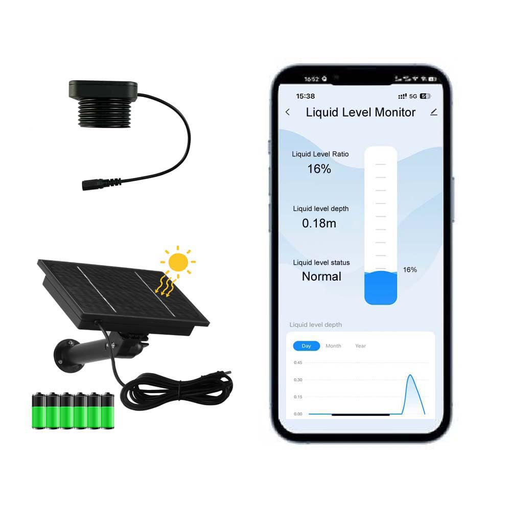 Photo 1 of EPTTECH Smart TLC 2326-WF-S Tuya APP Efficient Solar Panel Rechargeable Battery Liquid Level Monitor WiFi Water Oil Tank Level Sensor Waterproof IP67 Household Alarm Outdoor Ultrasonic Indicator