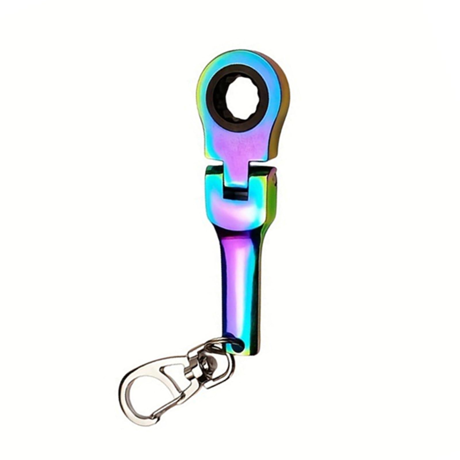Michear 10mm Ratchet Spanner 180°Flex-Head Keyring Combination 10mm Spanner Portable Ratchet Ring Wrench (Color)