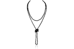RIAH FASHION Hand Knotted Beads Endless Long Statement Necklace - Handmade Versatile Beaded Strand Lariat Multi Layer Infinity Wrap 60" Sparkly Faceted Crystal Rondelle