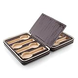 Amzdeal 8 Slot Zippered Watch Box Leather Crocodile Pattern Jewelry Display Case Organizer (Coffee)