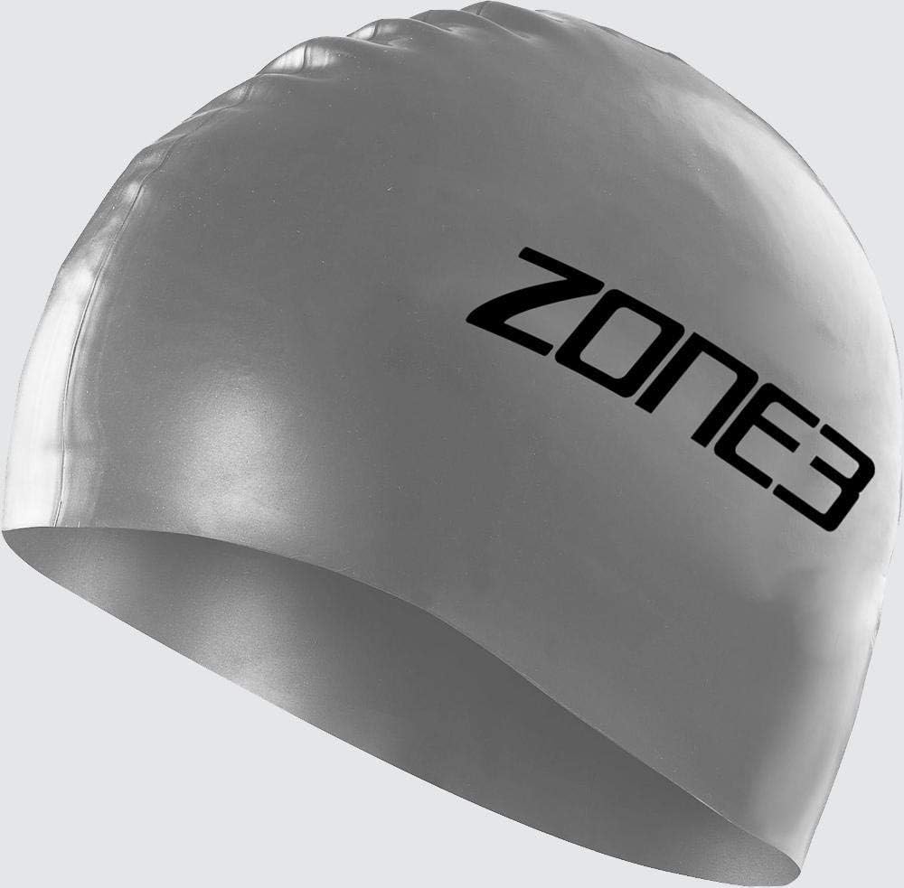 ZONE3 Silicone Swim Cap Silver 48g Men Women Comfortable Easy On/Off
