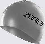 ZONE3 Silicone Swim Cap Silver 48g Men Women Comfortable Easy On/Off