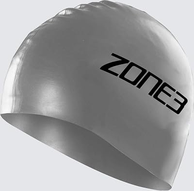 ZONE3 Silicone Swim Cap Silver 48g Men Women Comfortable Easy On/Off