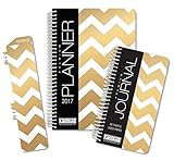 Best Planner 2018 Agenda for Productivity, Durability and Style. 5x8 Daily Planner / Weekly Planner / Monthly Planner / Yearly Agenda. HARDCOVER Organizer with BOOKMARK and JOURNAL (Gold Chevron)