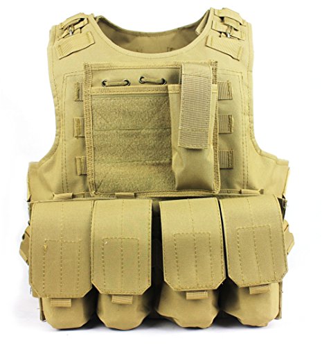 OneTigris-Hunting-Military-Molle-FSBE-Style-Tactical-Vest-with-7-Customizable-Modular-Pouches-Tan