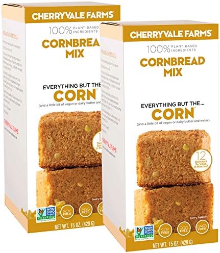 Cherryvale Farms, Cornbread Baking Mix, Everything But The Corn, Add Fresh Produce, Tastes Homemade, Non-GMO, Vegan, 100% Plant-Based, 15 oz (pack of 2)