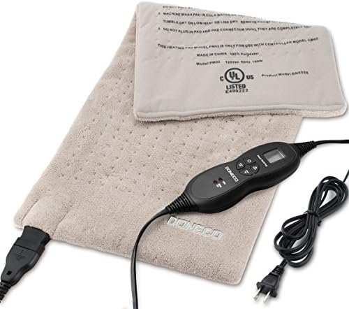 DONECO King Size XpressHeat Heating Pad (12 x 24") - Heat Therapy Helps Reduce Muscle Cramps and Soreness - Features 6 Temperature Settings and Adjustable LCD Controller - Machine Washable Microplush