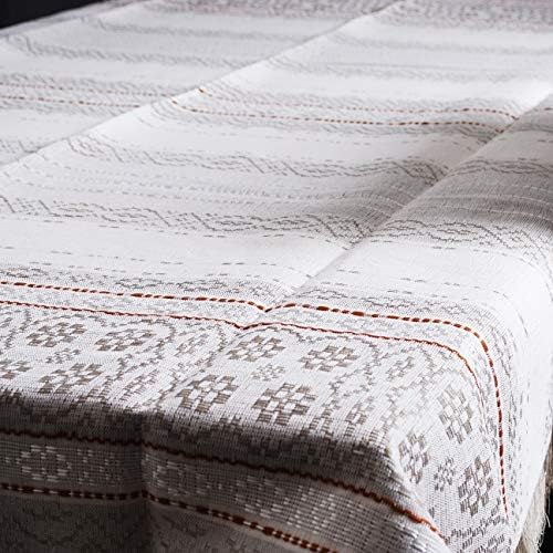 Uzorniy Embroidered Rectangular Tablecloth 180 x 139 cm Natural Linen Hand Woven Grey Russian