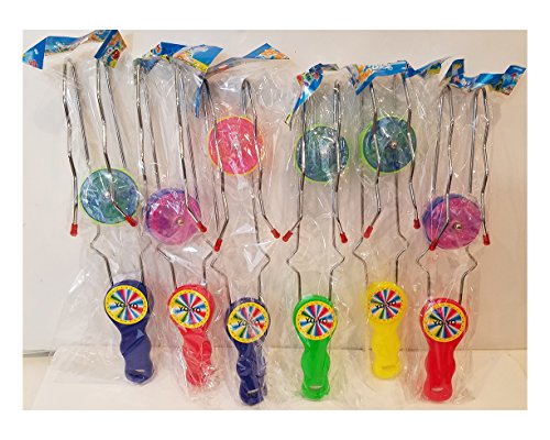 12 pack - Light-up rail twirler, spinning magnetic flashing yoyo toy for Birthday Party Favors / Goodie Bags / Party giveaways (assorted colors)
