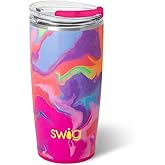 Swig Life 22oz Insulated Tumbler, Travel Coffee Tumbler with Lid, Cup Holder Friendly Travel Coffee Mug, Stainless Steel, 22 oz Tumblers, Reusable Insulated Mug with Lid (Candy Crush)
