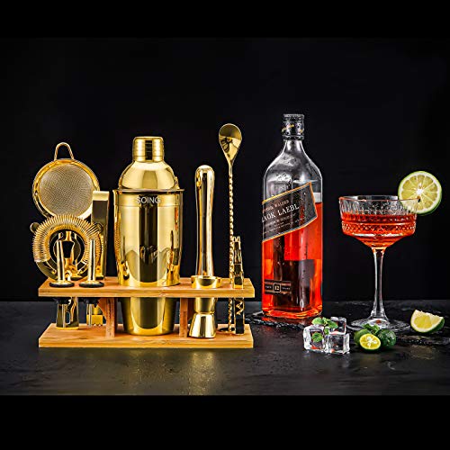Soing Barkeeper-Set, Goldfarben, perfektes Cocktail-Shaker-Set zum Mixen von Getränken, Edelstahl-Barwerkzeuge mit… – Bild 8