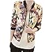 Orangesky Women Stand Collar Long Sleeve Zipper Floral Printed Bomber Jacket (S)