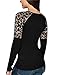 FV RELAY Women's Fashion Leopard Patchwork Tee Crew Neck Long Sleeve T Shirt (XL, Black)