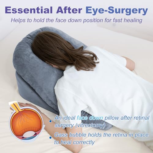 HOMCA Mouth Down Pillow After Eye, Sleep Pillow with Hole for Retina Detachment During Recovery, Massage Pillow, SPA Facial Pillow